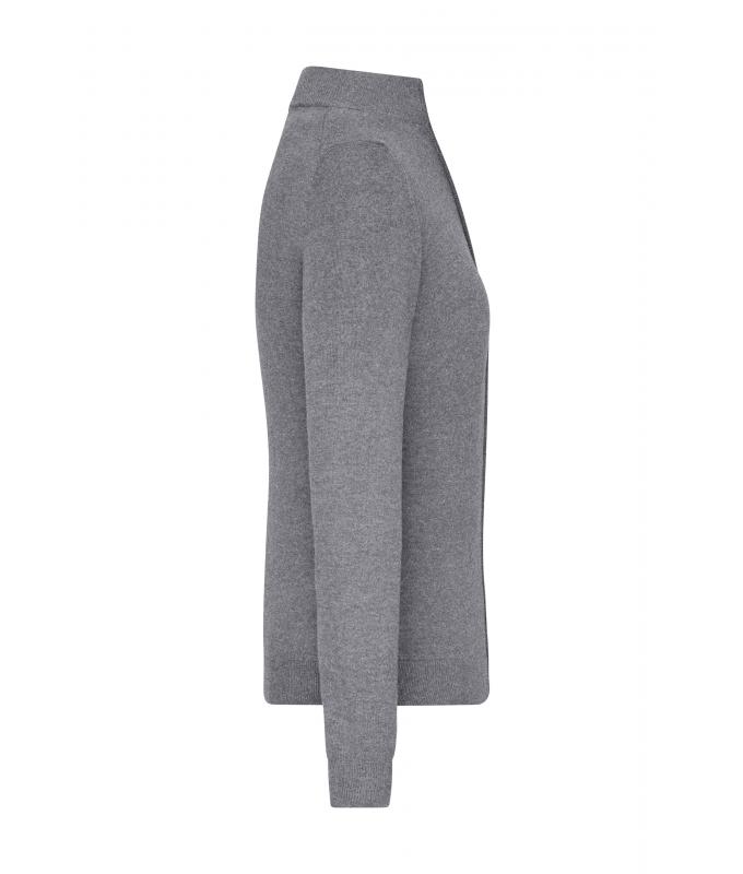 Damen Ladies' Zip-Cardigan Grey-heather 11466