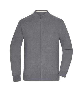 Homme Cardigan zippé pour hommes Gris-chiné 11467