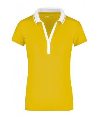 Damen Ladies' Elastic Polo Short-Sleeved Sun-yellow/white 7317