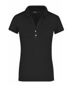 Damen Ladies' Elastic Polo Short-Sleeved Black 7317