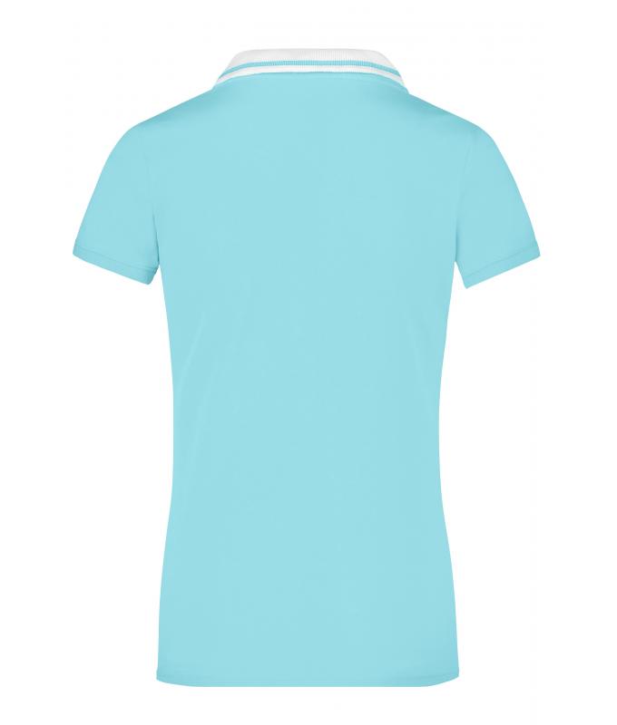 Damen Ladies' Elastic Polo Short-Sleeved Lagoon/white 7317