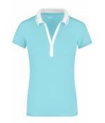 Damen Ladies' Elastic Polo Short-Sleeved Lagoon/white 7317