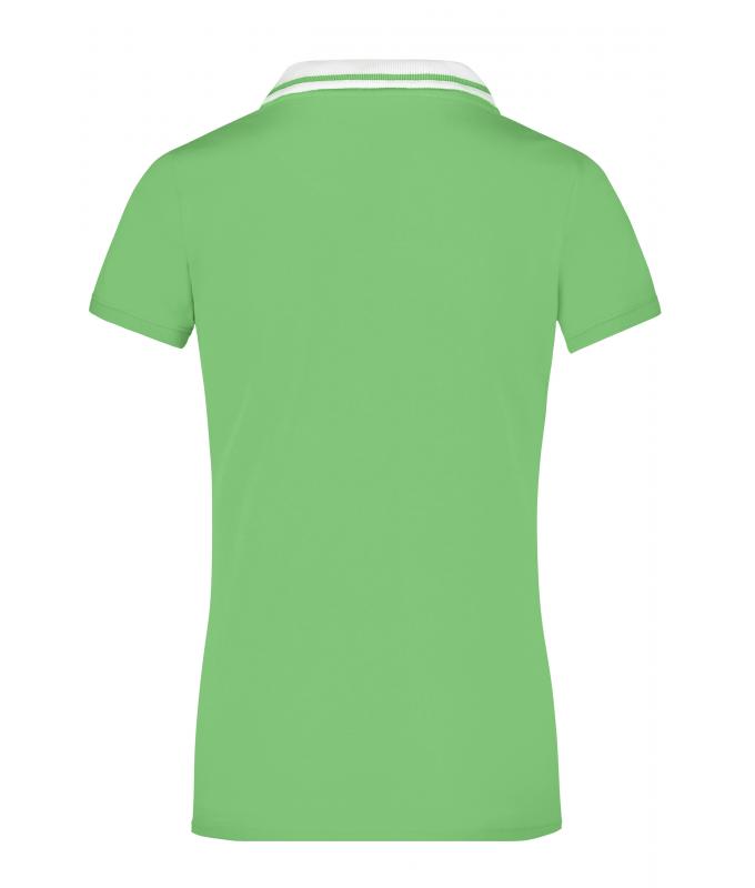 Damen Ladies' Elastic Polo Short-Sleeved Lime-green/white 7317