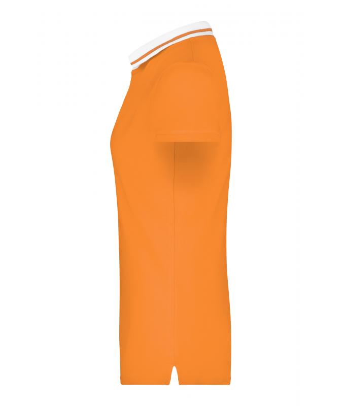 Damen Ladies' Elastic Polo Short-Sleeved Orange/white 7317