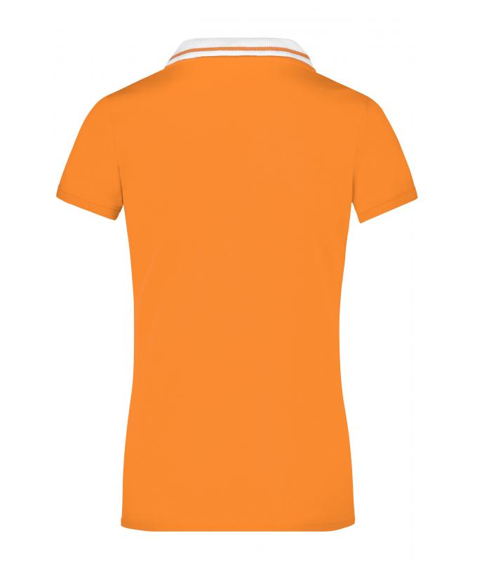 Damen Ladies' Elastic Polo Short-Sleeved Orange/white 7317