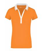 Damen Ladies' Elastic Polo Short-Sleeved Orange/white 7317