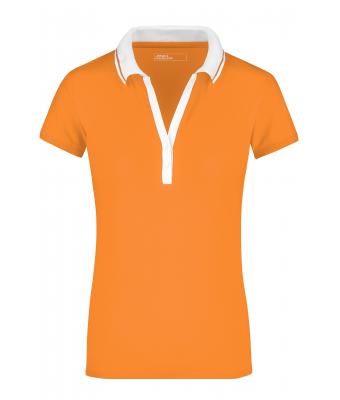 Damen Ladies' Elastic Polo Short-Sleeved Orange/white 7317
