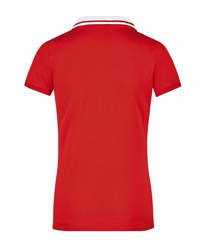 Damen Ladies' Elastic Polo Short-Sleeved Tomato/white 7317