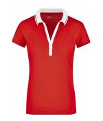 Damen Ladies' Elastic Polo Short-Sleeved Tomato/white 7317