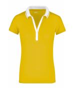 Damen Ladies' Elastic Polo Short-Sleeved Sun-yellow/white 7317