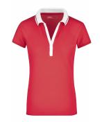 Damen Ladies' Elastic Polo Short-Sleeved Pink/white 7317