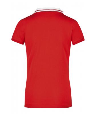 Ladies Ladies' Elastic Polo Short-Sleeved Tomato/white 7317