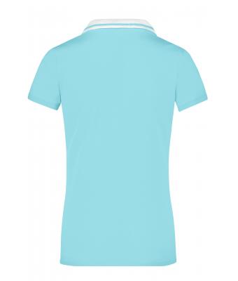 Dames Ladies' Elastic Polo Short-Sleeved Lagune/wit 7317