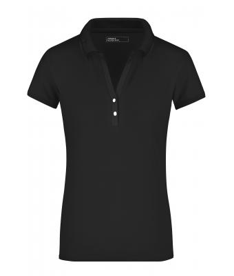 Dames Ladies' Elastic Polo Short-Sleeved Zwart 7317