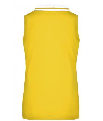Dames Ladies' Elastic Polo Sleeveless Zon-geel/wit 7318