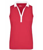 Damen Ladies' Elastic Polo Sleeveless Pink/white 7318