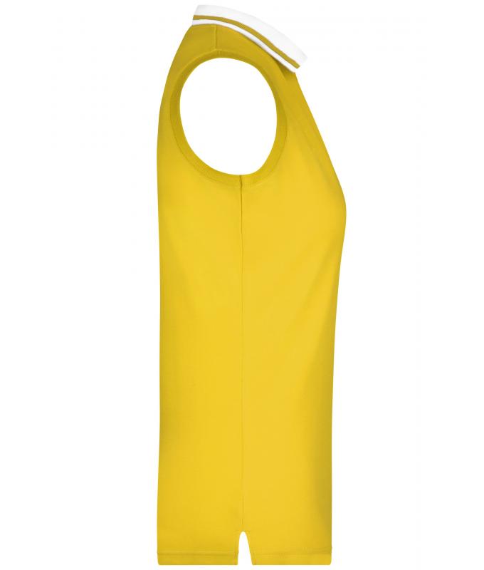 Damen Ladies' Elastic Polo Sleeveless Sun-yellow/white 7318