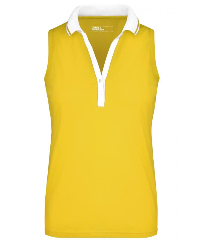 Damen Ladies' Elastic Polo Sleeveless Sun-yellow/white 7318