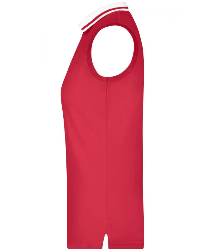 Damen Ladies' Elastic Polo Sleeveless Pink/white 7318