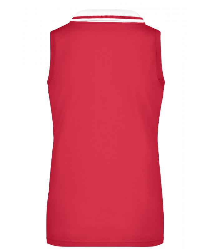 Damen Ladies' Elastic Polo Sleeveless Pink/white 7318