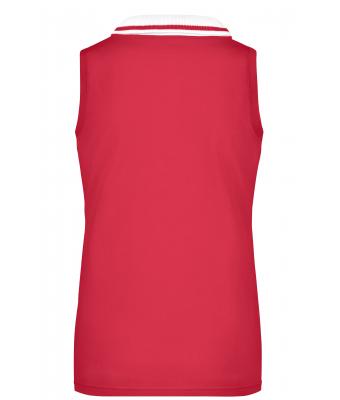 Dames Ladies' Elastic Polo Sleeveless Roze/wit 7318