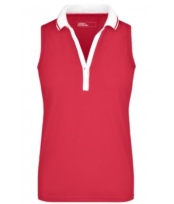 Dames Ladies' Elastic Polo Sleeveless Roze/wit 7318