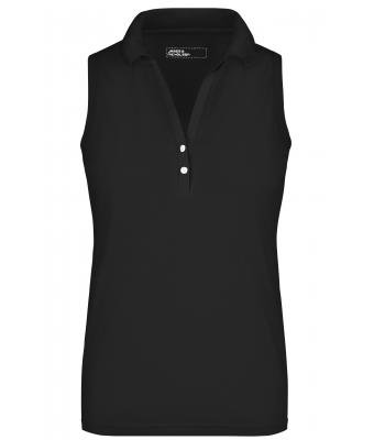 Damen Ladies' Elastic Polo Sleeveless Black 7318