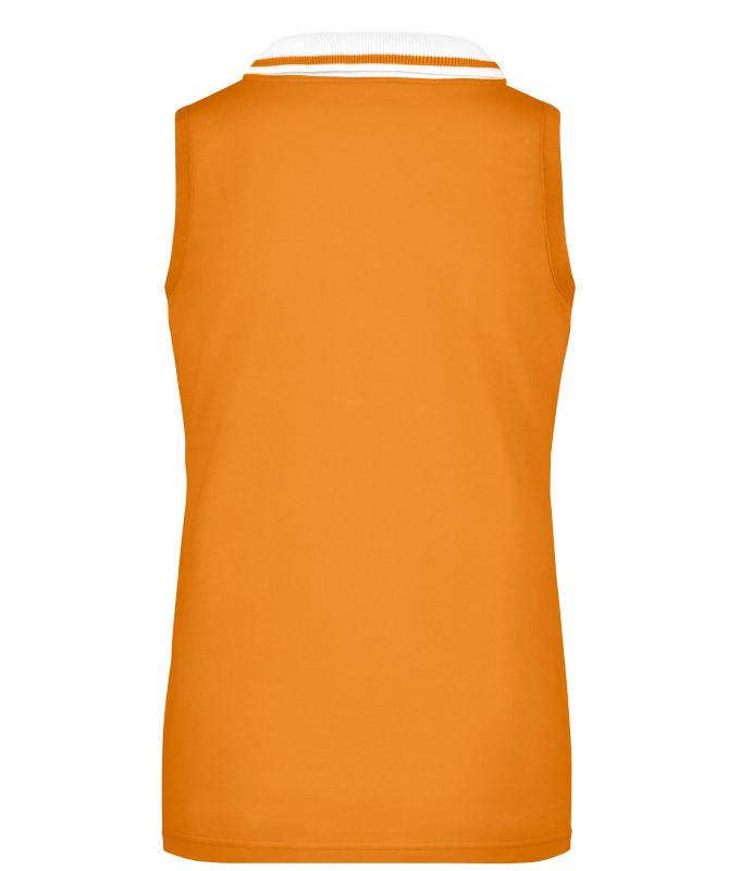 Damen Ladies' Elastic Polo Sleeveless Orange/white 7318