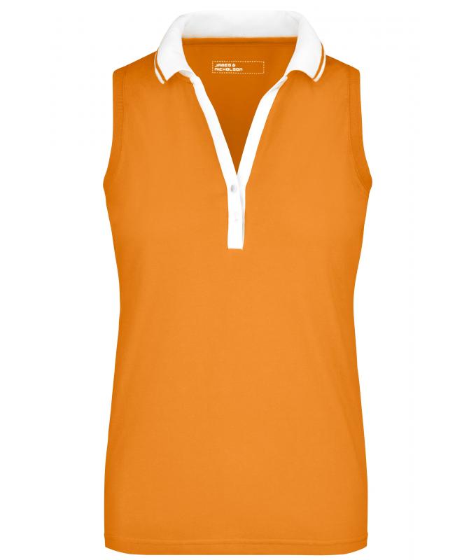 Damen Ladies' Elastic Polo Sleeveless Orange/white 7318