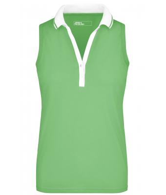 Femme Polo piqué femme sans manches Vert-citron/blanc 7318