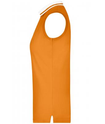 Femme Polo piqué femme sans manches Orange/blanc 7318