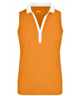 Femme Polo piqué femme sans manches Orange/blanc 7318