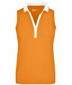 Femme Polo piqué femme sans manches Orange/blanc 7318