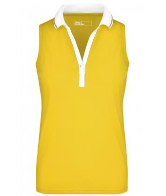 Femme Polo piqué femme sans manches Jaune-soleil/blanc 7318