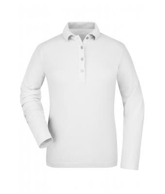 Damen Ladies' Elastic Polo Long-Sleeved White 7331