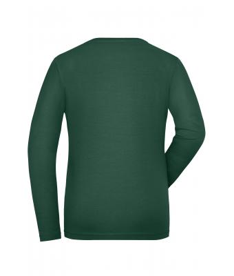 Dames Ladies' BIO Stretch-Longsleeve Work - SOLID -   OCS Blended Donkergroen 8706