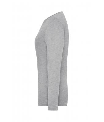 Damen Ladies' ORGANIC Stretch-Longsleeve Work - SOLID -   OCS Blended Grey-heather 8706