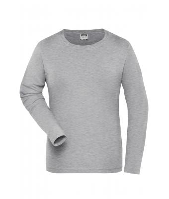 Damen Ladies' ORGANIC Stretch-Longsleeve Work - SOLID -   OCS Blended Grey-heather 8706