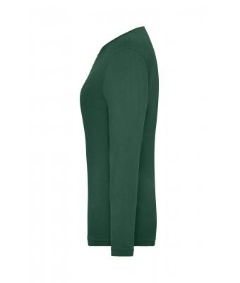 Damen Ladies' ORGANIC Stretch-Longsleeve Work - SOLID -   OCS Blended Dark-green 8706