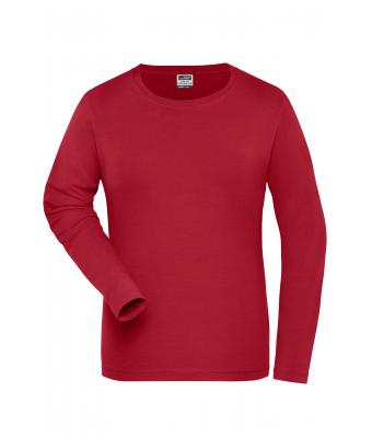 Damen Ladies' ORGANIC Stretch-Longsleeve Work - SOLID -   OCS Blended Red 8706