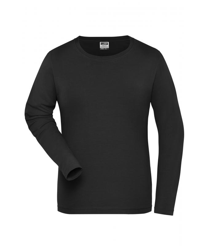 Damen Ladies' Stretch-Longsleeve Work - SOLID - OCS Standard Black 8706