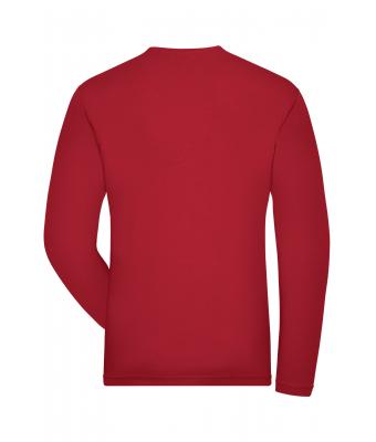 Men Men's BIO Stretch-Longsleeve Work - SOLID -   OCS Blended Red 8705