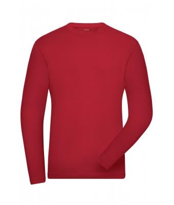 Men Men's BIO Stretch-Longsleeve Work - SOLID -   OCS Blended Red 8705