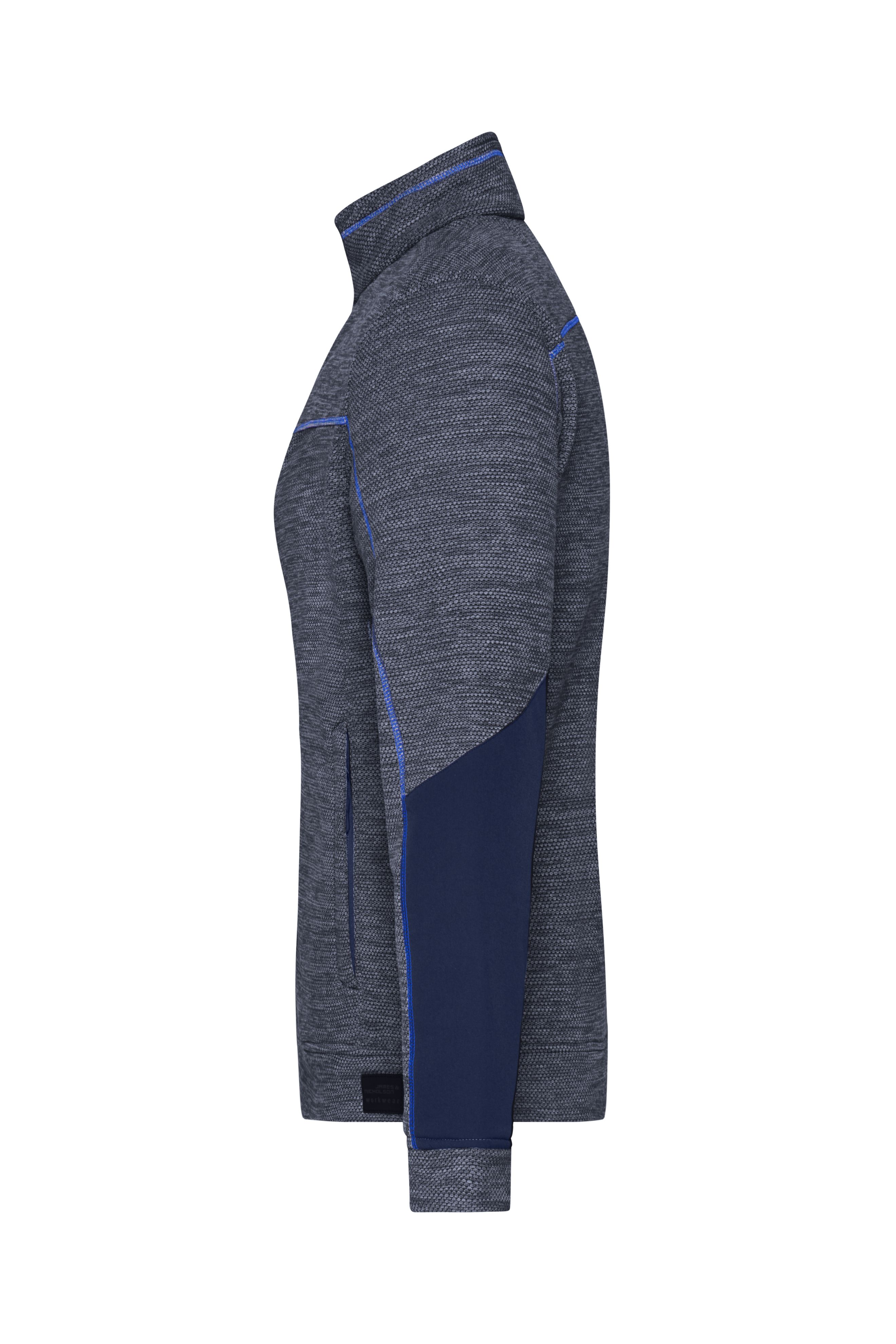 Daiber JN1321 Fleecejacke mit kontrastfarbiger Innenseite rot/grau (carbon/red) main image 0