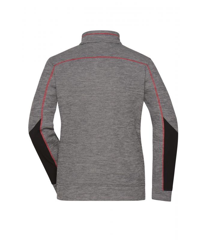 Damen Ladies' Structure Fleece Jacket GRS Carbon-melange/black/red 10435