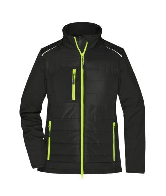 Dames Ladies' Hybrid Jacket   GRS Zwart/neon-geel 10438