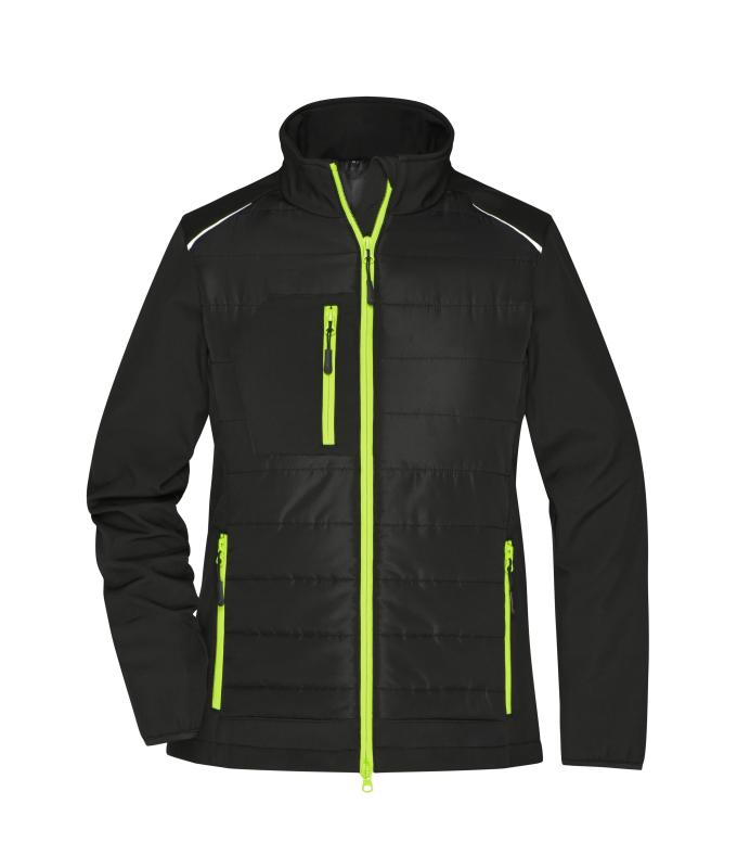 Damen Ladies' Hybrid Jacket GRS Black/neon-yellow 10438