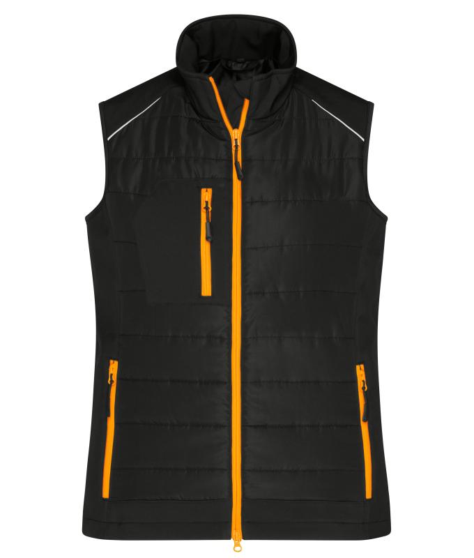 Dames Ladies' Hybrid Vest GRS Zwart/neon-oranje 10441