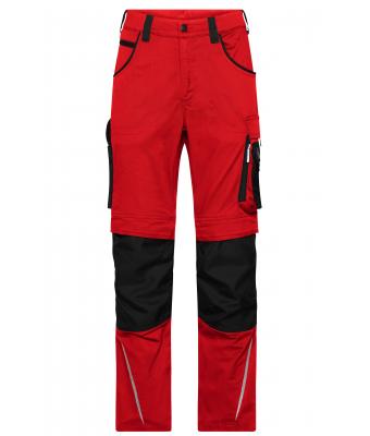 Unisexe Pantalons de travail slim line - STRONG - Rouge/noir 10430