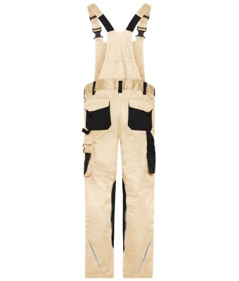 Unisexe Pantalon de travail avec bavette - STRONG -   GRS & OCS Blended Pierre/noir 10437